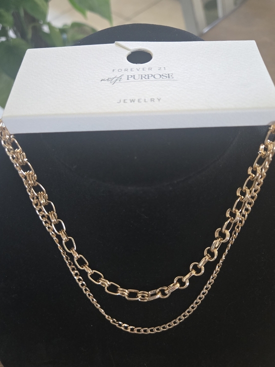 Forever 21 Jewelry - Forever 21 Gold Tone Layered Chain Necklace Double Strand NWT Statement Piece